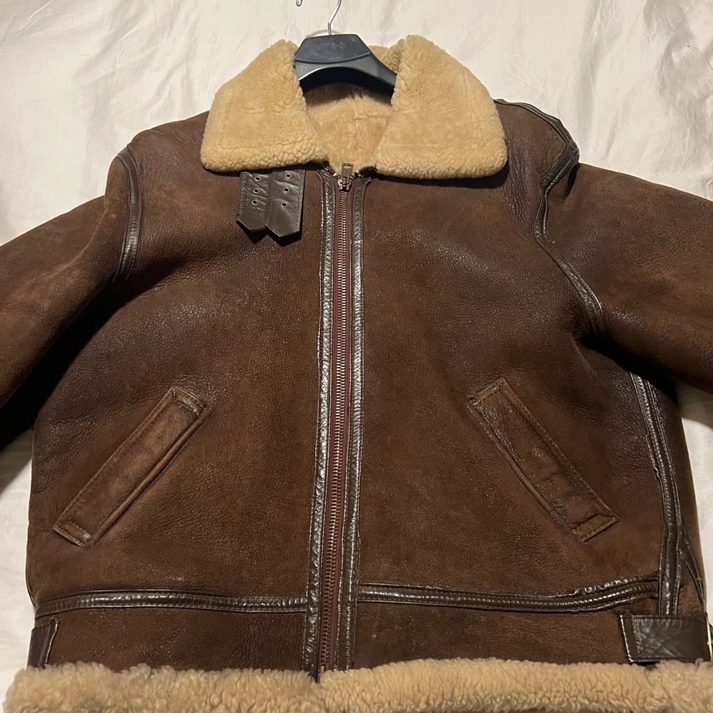 Size 42 men’s shearling military flight bomber jacket